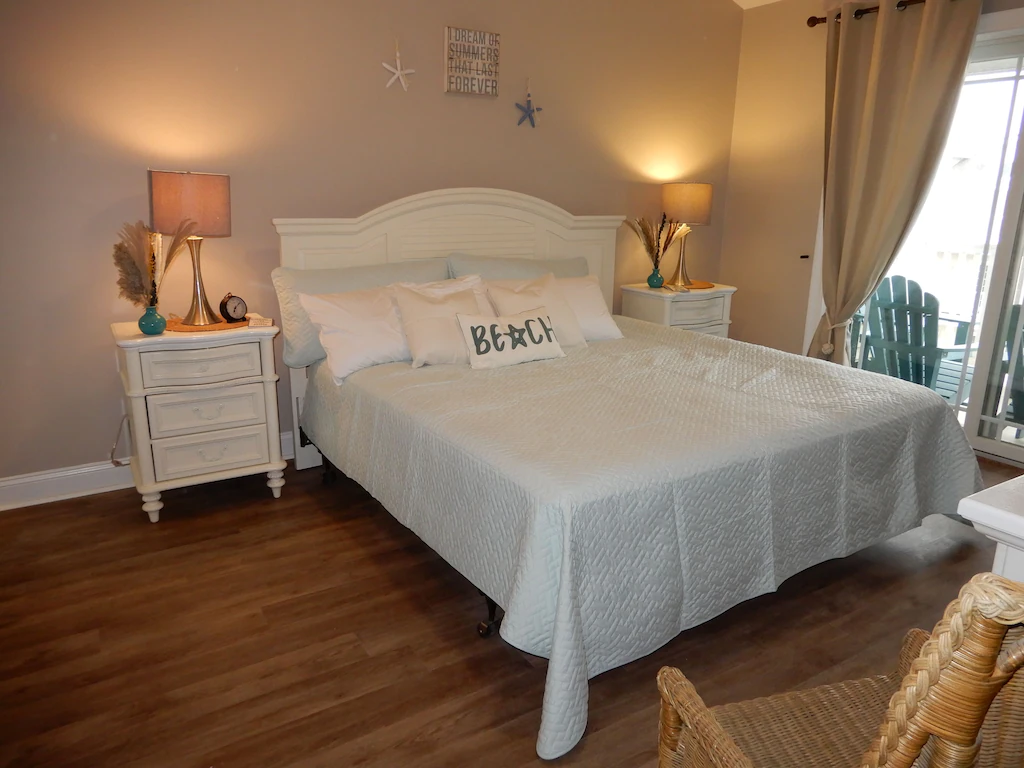 Stay Salty bedroom with king bed and private ensuite